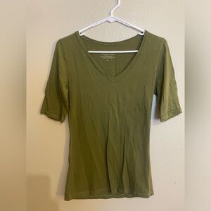 Olive V Neck Tee S Like New